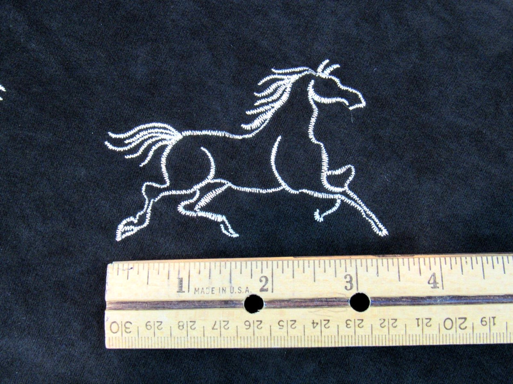 Black Velvet Fabric w/ Embroidered Horses 108″ long x 40″ Apparel Sewing Crafts