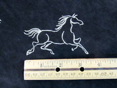 Black Velvet Fabric w/ Embroidered Horses 108″ long x 40″ Apparel Sewing Crafts