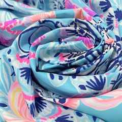 Lilly Pulitzer Cotton Poplin Fabric BALI BLUE ONCE UPON A TIDE 36″ X 57″