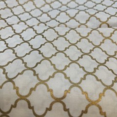 JoAnn Buttercream White Gold Lattice Cotton Quilting Fabric 33″ X 44″