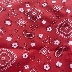 32” x 58” Cotton Polyester Red Bandana Print Paisley Pattern Fabric Arts Crafts