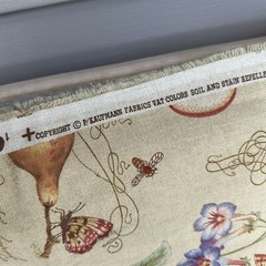 Fabric Remnant Kaufmann Flowers Botanical Beige Stain Repellant 1 yard