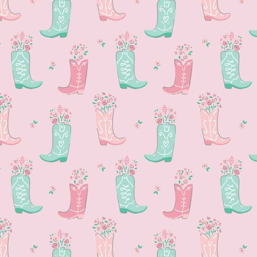 Boots in Bloom Pink Flannel Fabric