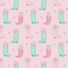 Boots in Bloom Pink Flannel Fabric