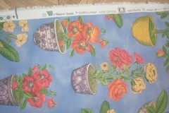 1 of 4 yds Western textiles Fabric Potted Plants Floral Drapery Blue 54″w BTY