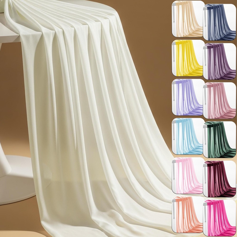 Chiffon Fabric PreCut Sheer Wedding Arch Draping Ivory 60 Inch x 5 Yards