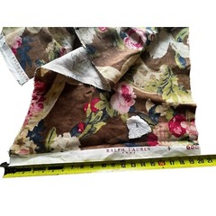Ralph Lauren Floral Fabric Brown Pink Cream 2 Pc Heatherberry Sage linen Retired