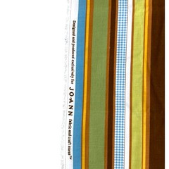 VTG Stripe Check Fabric 70s Retro Blue Green Brown Cotton Fabric 2.75 Yds x 42″