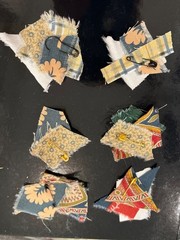 Vintage Trim Fabric Snippet Remnant Lace Button Thread Junk Journal Slow Stitch