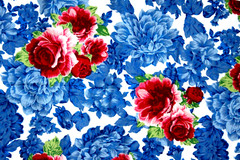 FABRIC 100% QUILTING COTTON ~FAT QUARTER ~ PIONEER WOMAN Blue with Red Roses