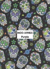 Candy Skulls 100% light weight COTTON FABRIC by yard – Purple MOO-109821