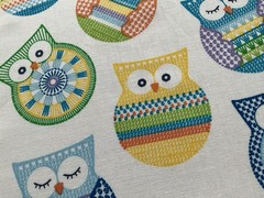 Cotton Fabric Crochet Owl 43” X 36”By Super & Spice 815