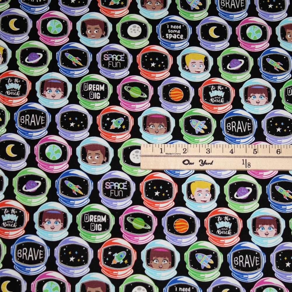 Lift Off Space Galaxy I’m an Astronuat Planets Rockets Fabric 1/2 Yard #12602