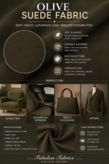 Olive Faux Micro Suede upholstery fabric Polyester By the Yard