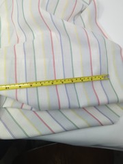 Red Blue Green Yellow Thin Stripes On White Poly Cotton Blend Fabric 31″ X 44″