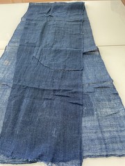 Antique Japanese BORO Indigo Kaya Mosquito Net Fabric Faded Distressed Blue 74″