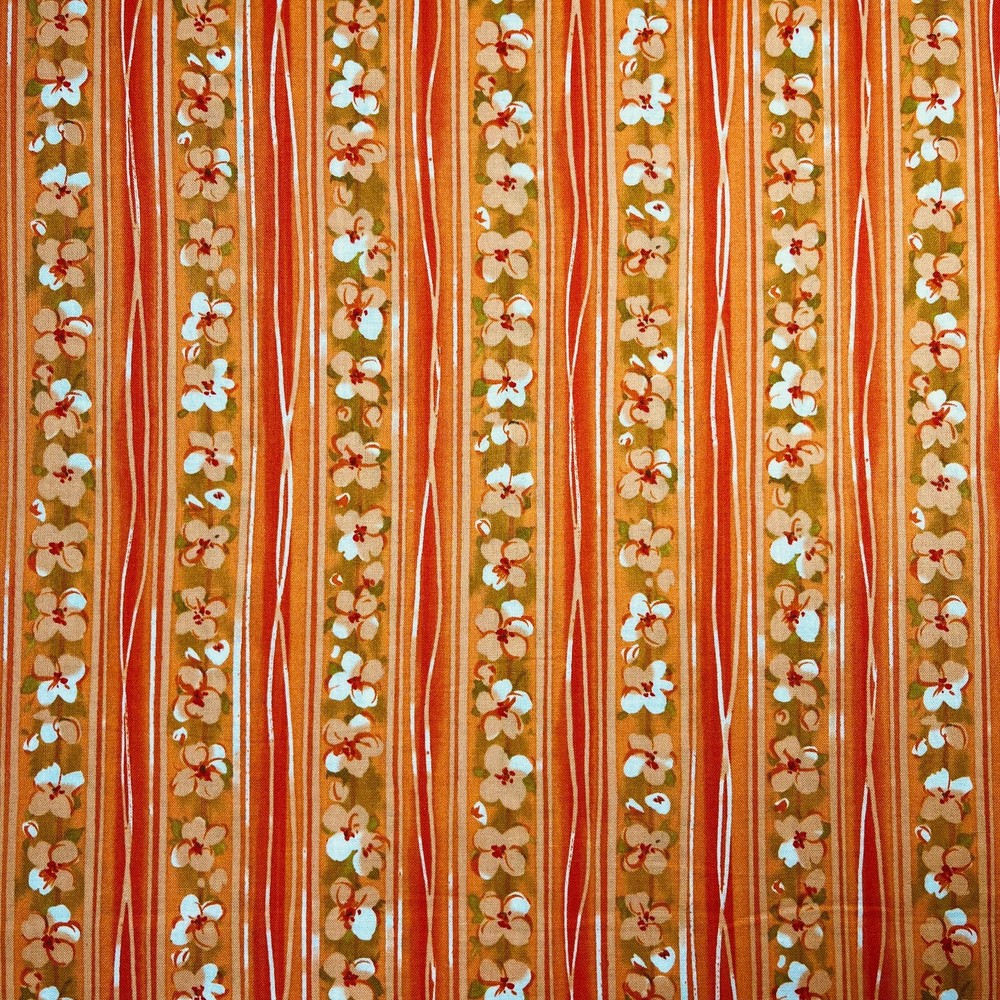 Orchids Floral Stripe Fabric Orange by Joann BY THE YARD 100% Cotton