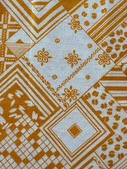2 2/3 yds x 42” Vintage Golden Yellow Geometric Crossword Cotton Fabric