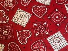 Cotton Fabric Cute Flower Heart Bandana 44”x 36”By Cranston print work 00