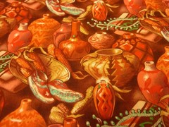 SPECTRIX BRAVE SPIRIT SOUTHWESTERN CLAY BOWLS FABRIC REMNANT 44″ W X 108″ L