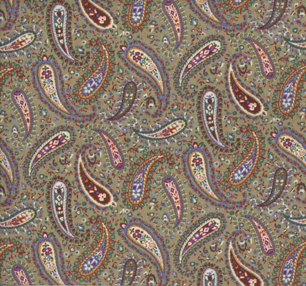 SAGE GREEN PAISLEY DESIGN 100% COTTON QUILTING FABRIC