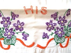 New Pair Of His And Hers Hand Embroidery Cotton Pillowcases Standard Size