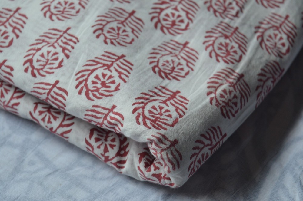 NO TARRIF CHARGES 100%✅ZK_135 Hand Block Floral Print 100%Cotton 3 Yard Fabric