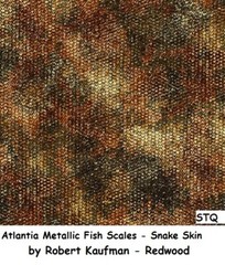 Atlantia Metallic Fish Scales Snake Skin cotton quilt fabric Kaufman BTY Silver
