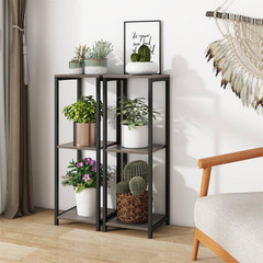 2 Pieces 36 In. X 12 In. X 12 In. Grey & Black Metal Outdoor Plant Stand Corner
