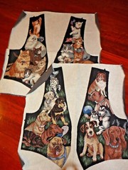 TAPESTRY PRINT SIAMESE CAT KITTENS OR PUPPY DOGS DALMATIONS 30 X 30 BROWN BLACK