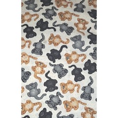 Novelty Cat Print Cotton Fabric Ginger Grey Black Cats 34 x 35