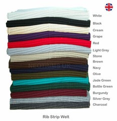 Rib Knit Cuffing Tubular & Matching Waistband Ribbing Welt Trimming,28 Colors,UK