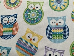 Cotton Fabric Crochet Owl 43” X 36”By Super & Spice 815