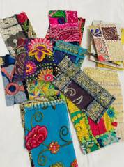 Vintage Embroidered Sari Scraps Bohemian Decorative Swatches Junk Journal Scraps