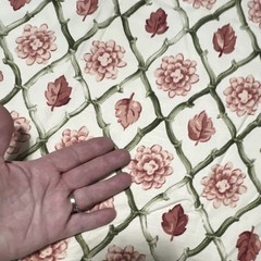 Vintage Bloomcraft Floral Soil & Stain Repellent Fabric Cream Pink Green P-520