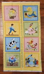 Mother Goose & Friends crib quilt wall hanging cheat panel 100% cotton 24″ x 43″