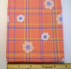 Joann Fabrics Flowers on Peach and Blue Plaid Cotton Fat Quarter