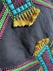 2+YDS Scalamandré Fabric Heavy Embroidery Blue Crewel KAYAPO PERROQUET 51″ x 88″