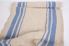 100% linen fabric – heavy french belgium flax dense – striped sack weave linen