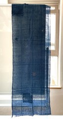 Antique Japanese BORO Indigo Kaya Mosquito Net Fabric Faded Distressed Blue 74″