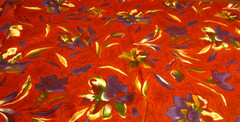 Red Print Vintage Fabric One-Way Stretch – Poly-Cotton Print 2 Yards, 58″Wide