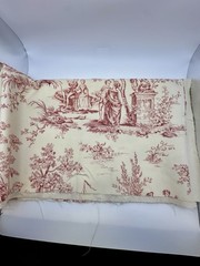 COUNTRY TOILE BURGUNDY/MAROON CREAM FABRIC 58 X20” Home Signature