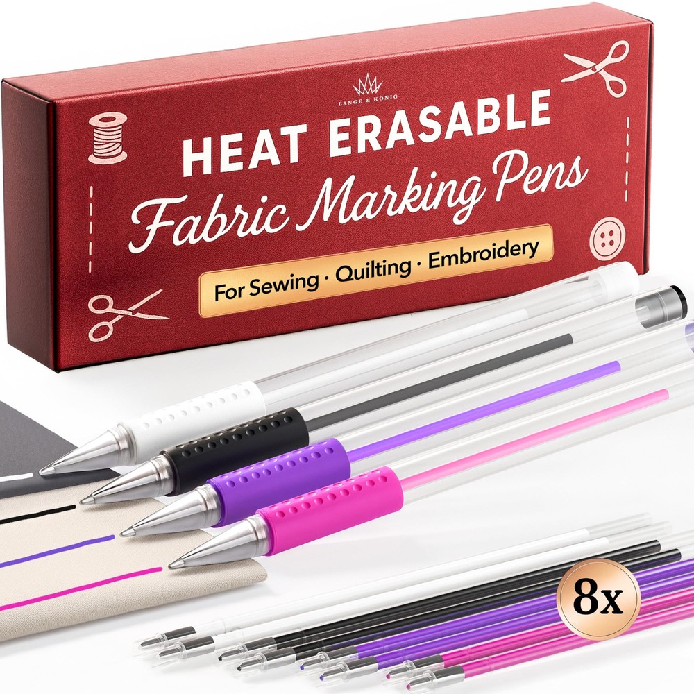 Lange & König Heat Erasable 12 Count (Pack of 1), White, Purple, Pink, Black