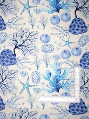 Nautical Beach Starfish Coral Fabric By The Yard Seaside Swim Cotton RB Studios