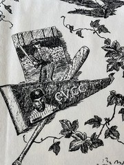 Vintage Baseball Motif Black Cream Toile Decorator Fabric 1.5 yds x56″