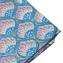Indian 5 Yard Hand Block Floral Print 100% Cotton Dress Making Craft Fabric