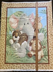 VTG 2008 “Jungle Babies” Stuffies by Patty Reed Crib Quilt Panel 45 “x 35 “