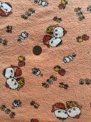 Vintage Kawaii Cat Flannel Fabric Peach Novelty Print 38 x 34 Quilt Sewing Craft