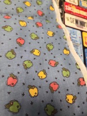 3 Yards Vintage Blue With Green Red Yellow Apples 100 Cotton Fabric Quilting