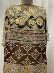 100% Silk Chiffon w/ Lurex Gold Brown Ornate Paisley Fabric By the Yard 45″ Wide